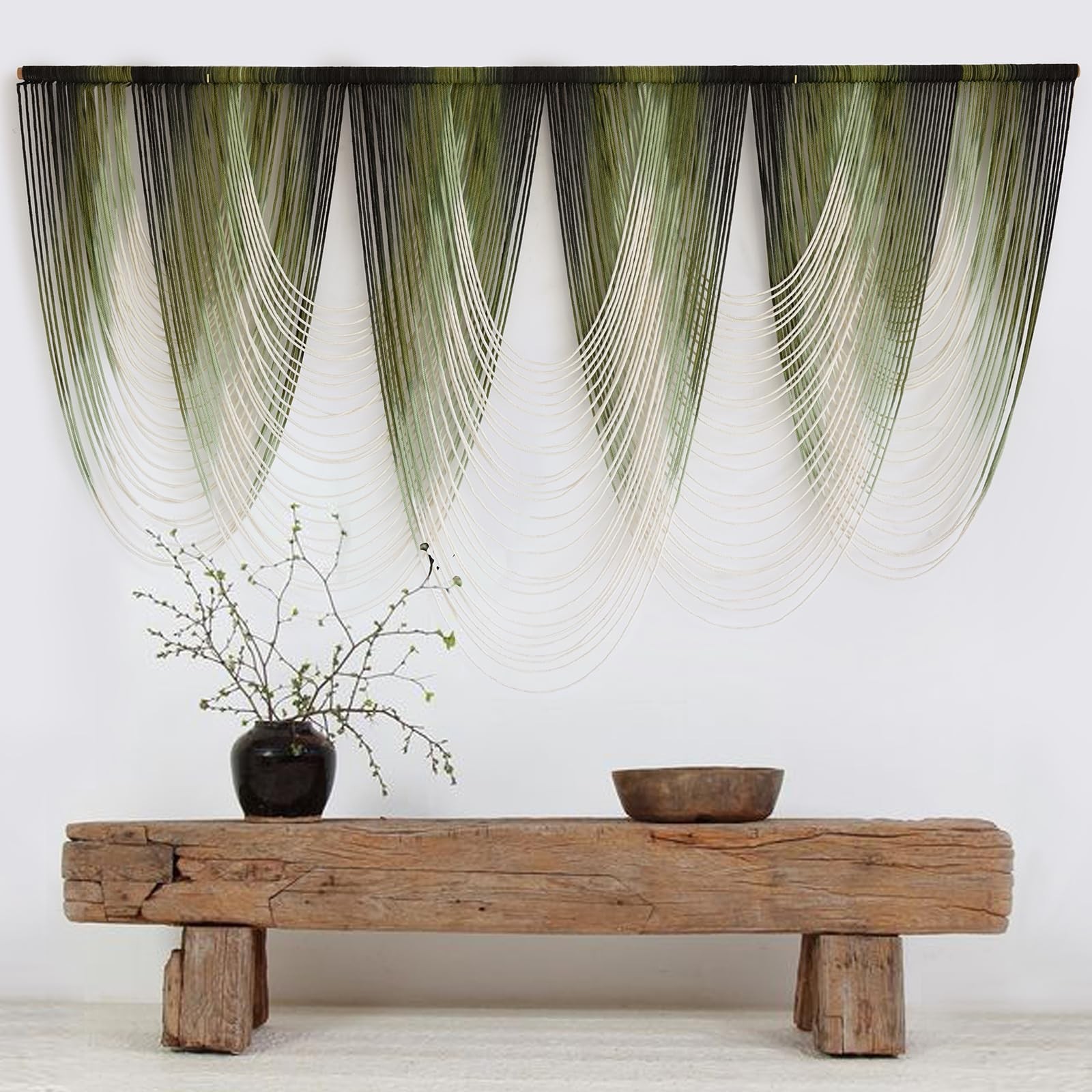 Macrame Wall Hanging Dip-Dyed Large Macrame Wall Decor Yarn Tapestry 57" W x …