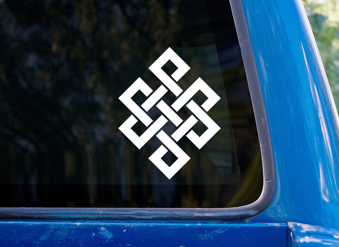Endless Knot Vinyl Sticker – Buddhist Symbol Decal Car Laptop Decor