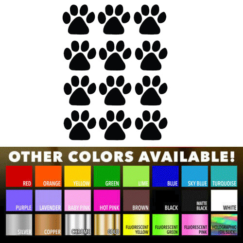 12 Dog Cat Animal Paw Print Decals vinyl wall decals stickers home window door