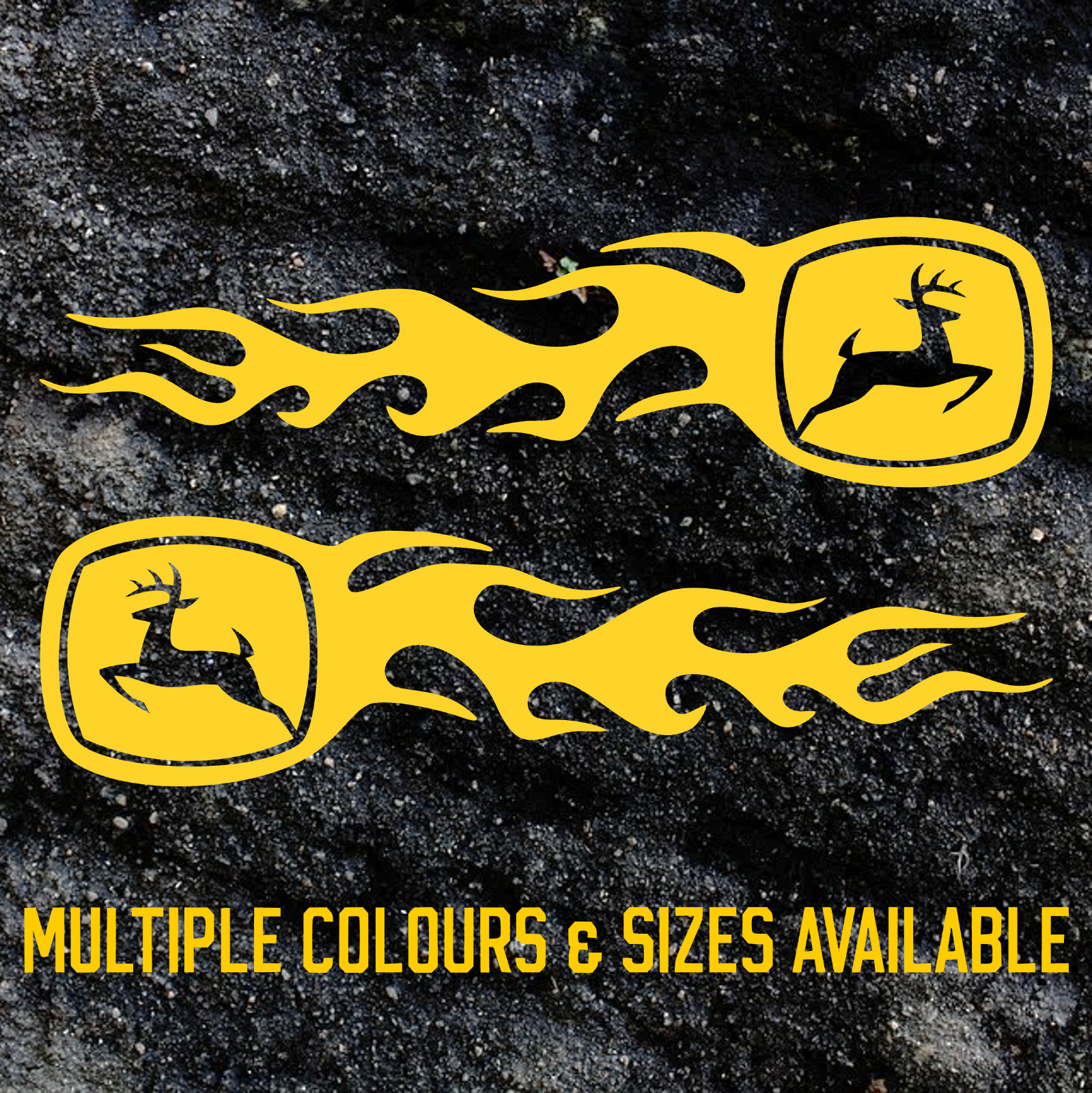 JOHN DEERE Logo Flame AgriSpec Exterior Vinyl Decal (Pack of 2)