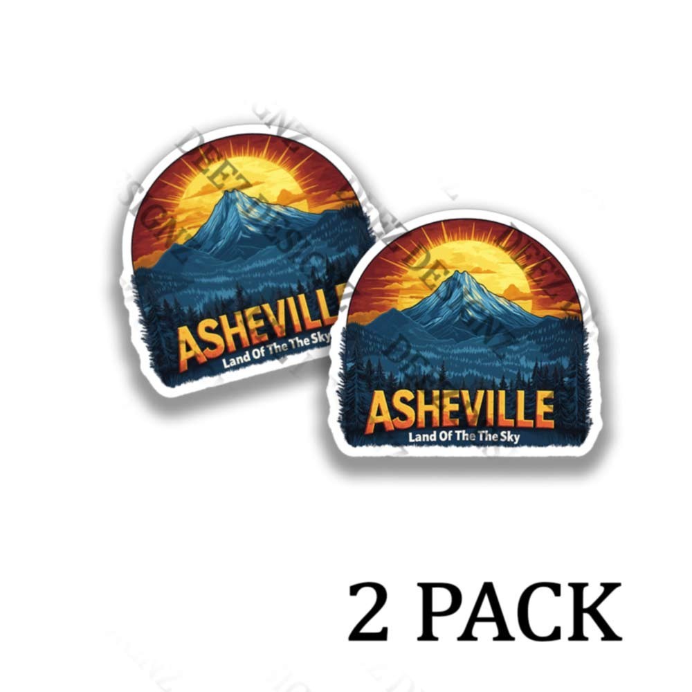 Asheville North Carolina Land of the Sky – Adhesive Vinyl Stickers – 2 pack set