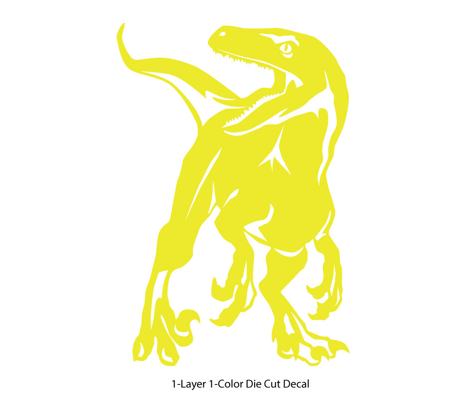 Dinosaur – Roaring Velociraptor #1 – Jurassic Period – 4-21" wide – DieCut Decal