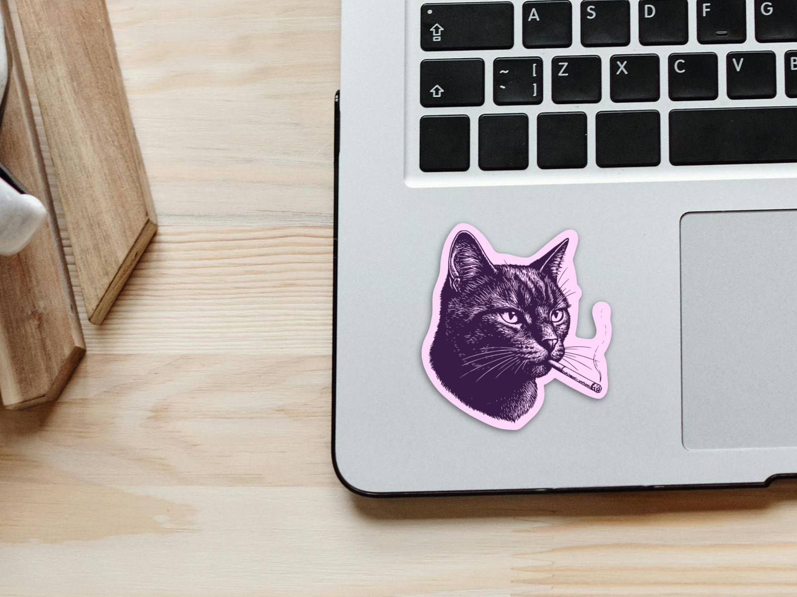 Cool Purple Cat Smoking – Fun Vinyl Die Cut Sticker, Waterproof Decal, Laminated