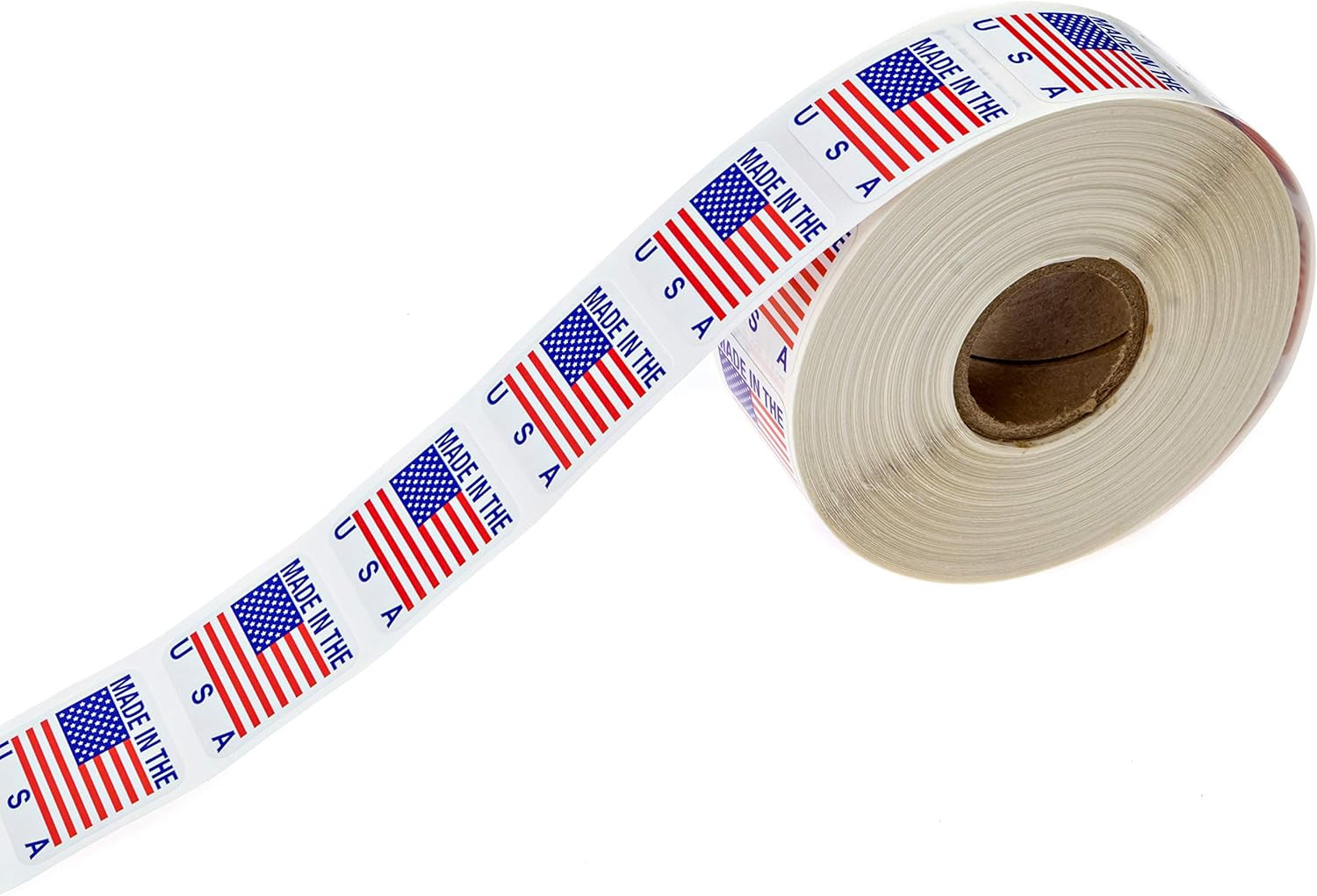 1000 Pcs Made in USA American Flag Stickers Vinyl Decal Sticker Roll, 1X1 Inch