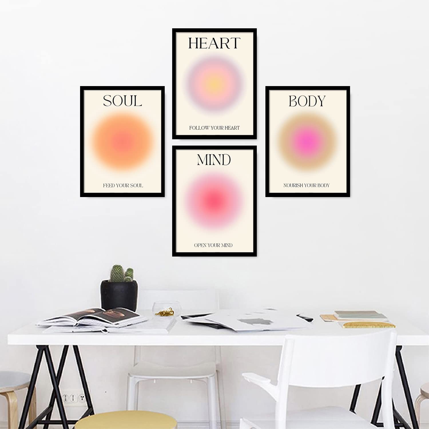 NCYEL 4 colorful abstract halo posters angel number positive energy inspirati…