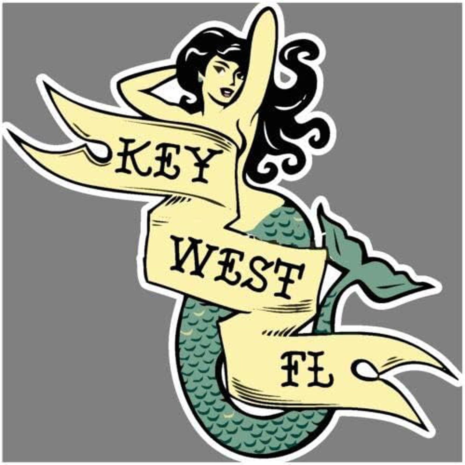 5" Key West Mermaid Tattoo Spring Break Tropical Florida Vinyl Bumper Sticker