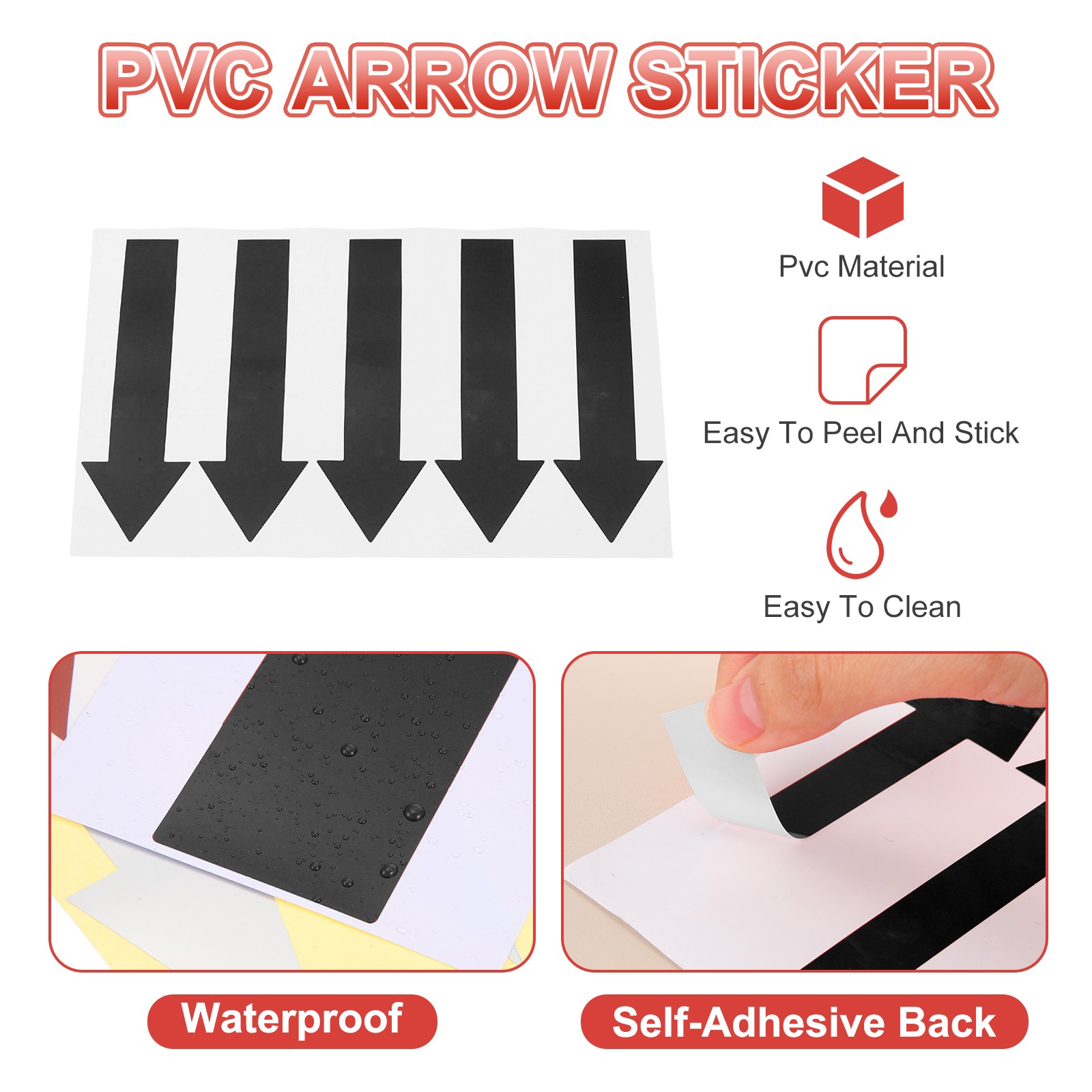 Arrow Sticker, (5×1.2 Inch, Black) (80 Pcs), Waterproof Arrow Sign Sticker