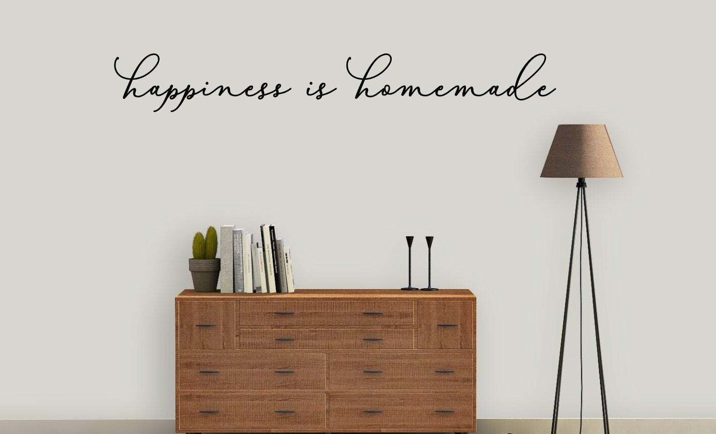 HAPPINESS IS HOMEMADE Rustic Farmhouse Home Wall Decal Words Decor Lettering