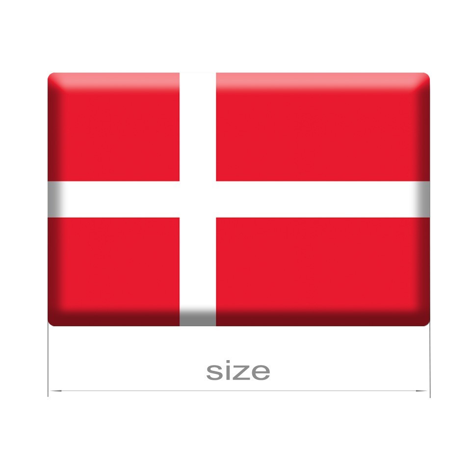 Denmark Flag Dome Sticker 3D Resin Decal Round Glossy Multiple Sizes