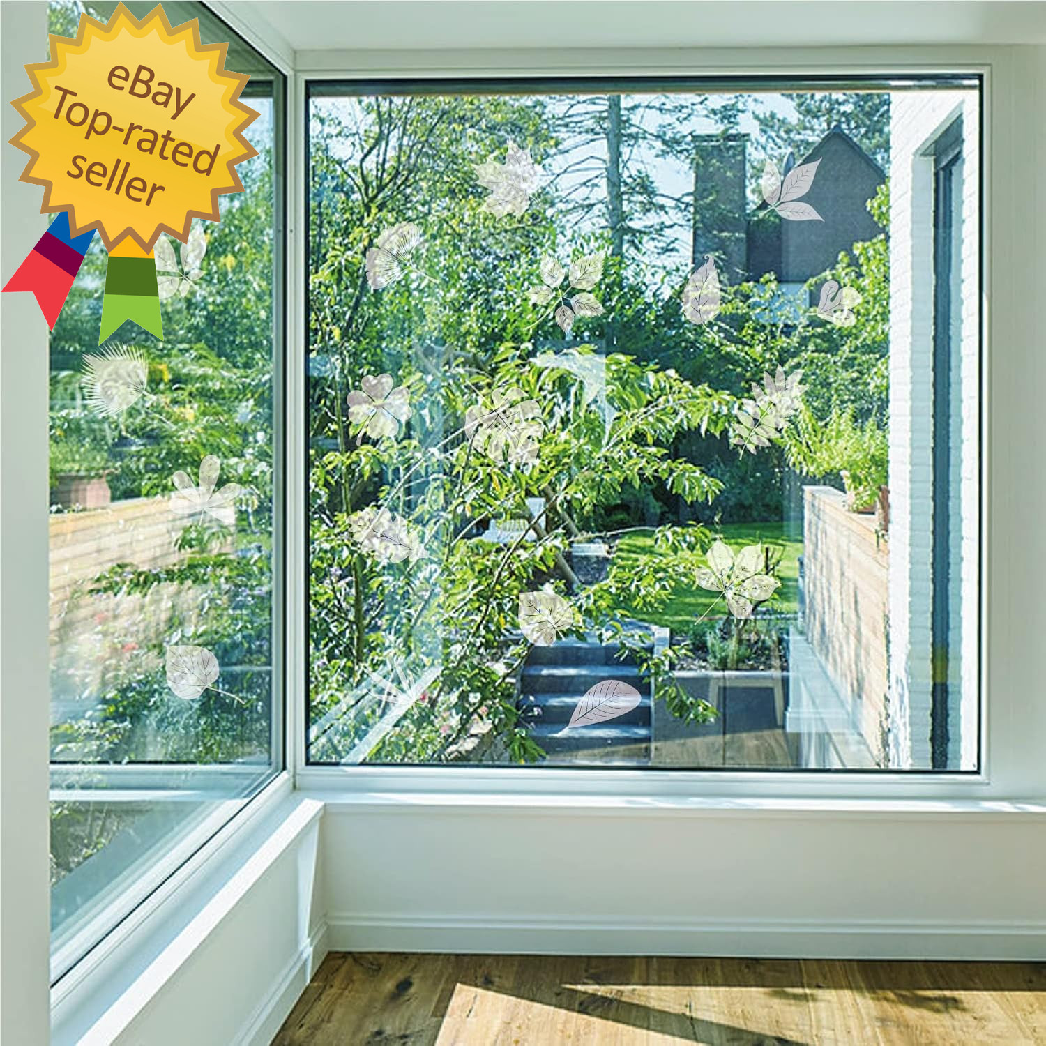 Window Decals for Bird Strikes,52 Pieces Large Leaf Shape anti Collision Window