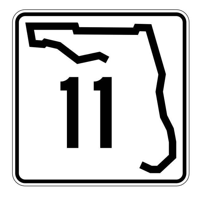 Florida State Road 11 Sticker Decal R1345 Highway Sign