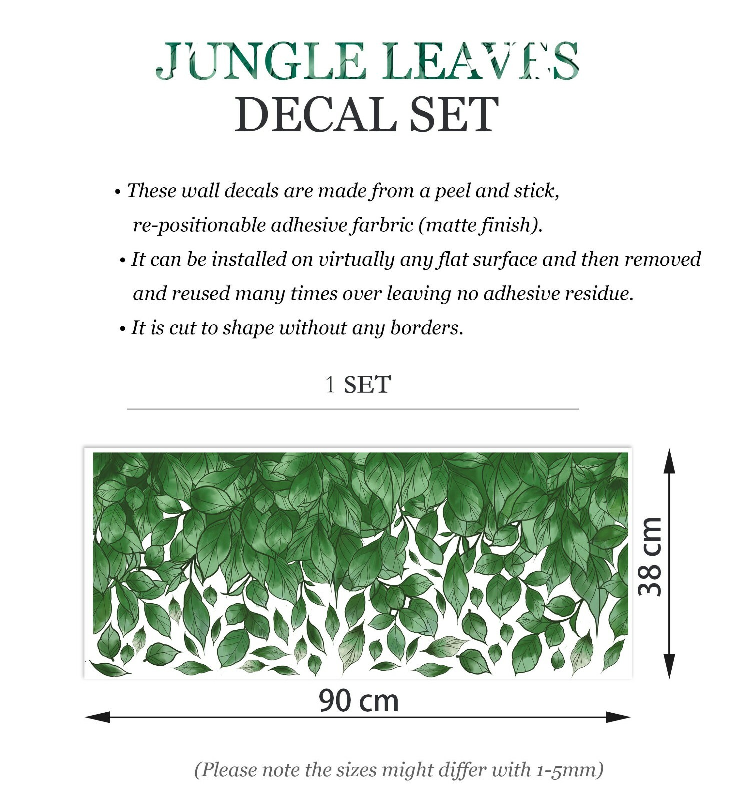 Hanging Greenery Jungle Leaves Removable Wall Decal Sticker Decor