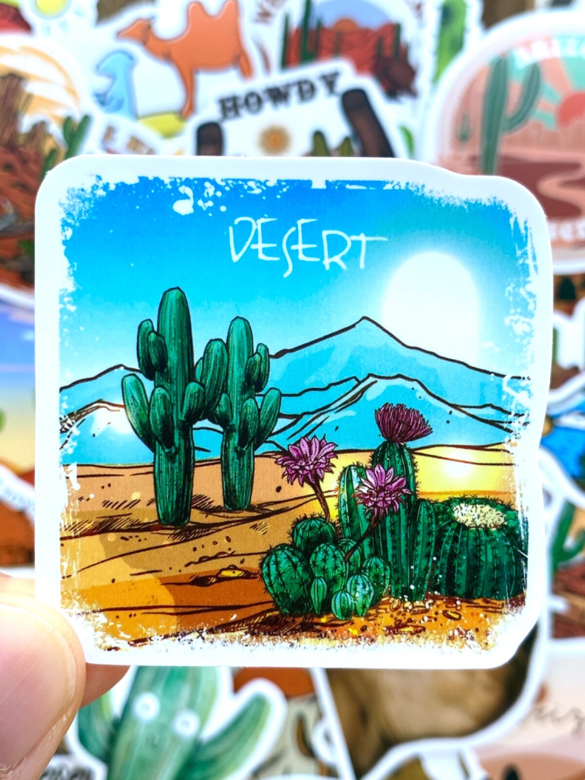 5-50 pcs Cactus Stickers, Retro Travel Arizona Canyon Camel Desert Vinyl Decals