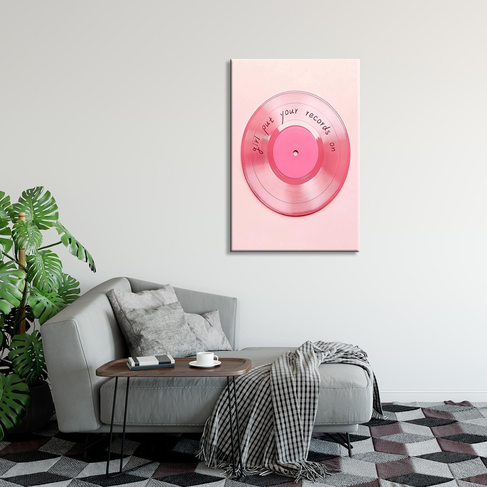 Vintage Light Pink Vinyl Record Wall Art Poster Retro Maximalist Eclectic Can…