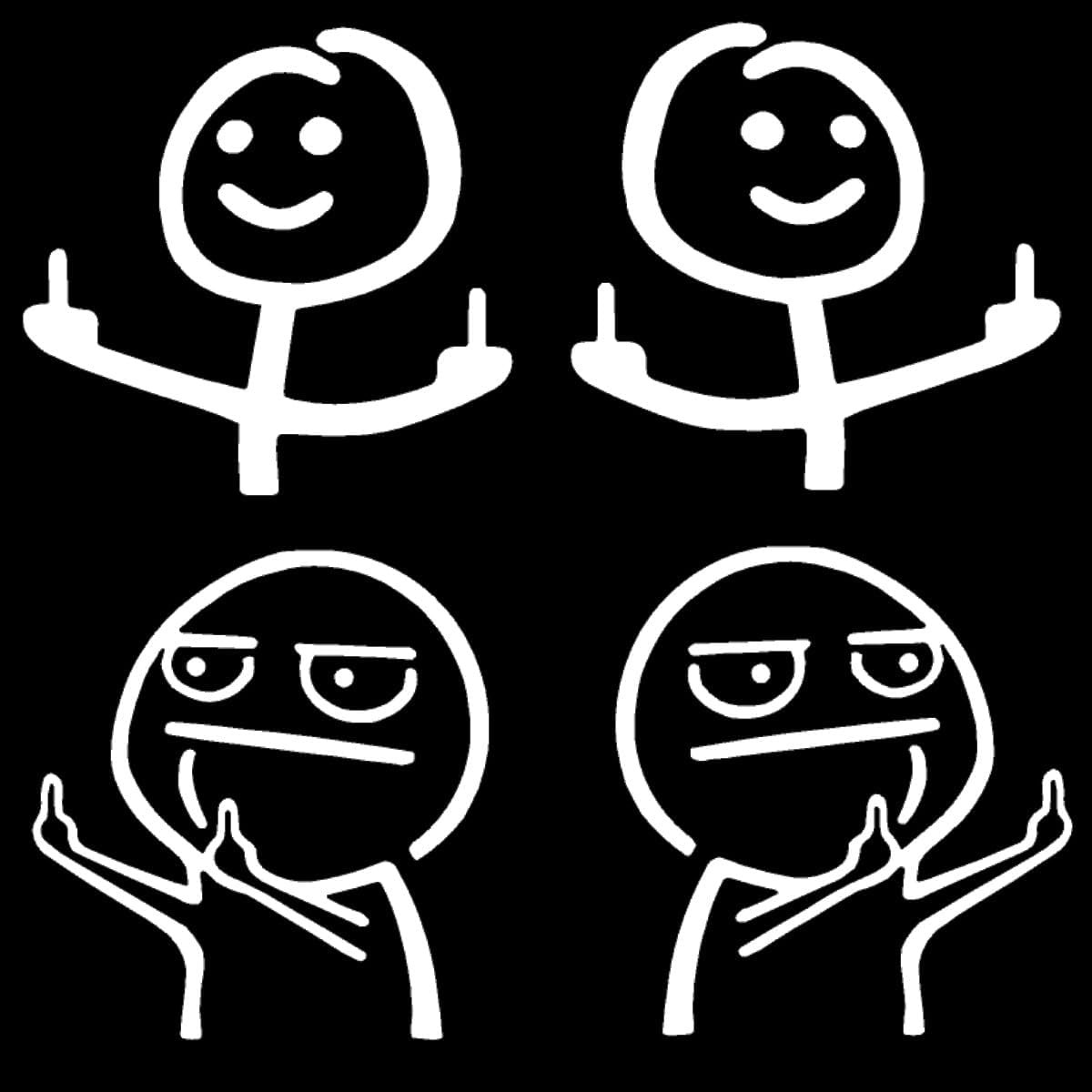 Middle Finger Meme Stick Figure Decal 4 Pack: Funny Stick Figure Double Flip off