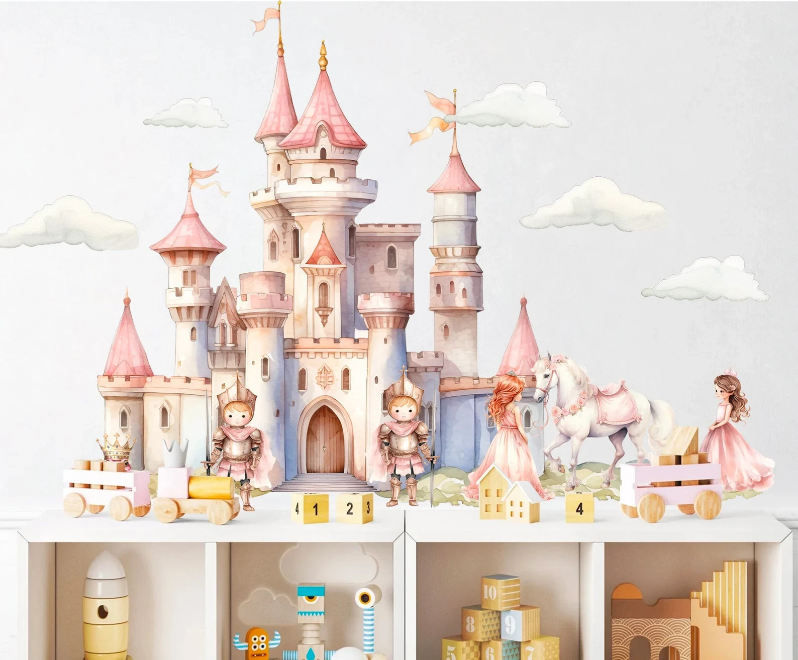 Enchanting Princess Castle Wall Decal Set – Gallant White Horse – BR468
