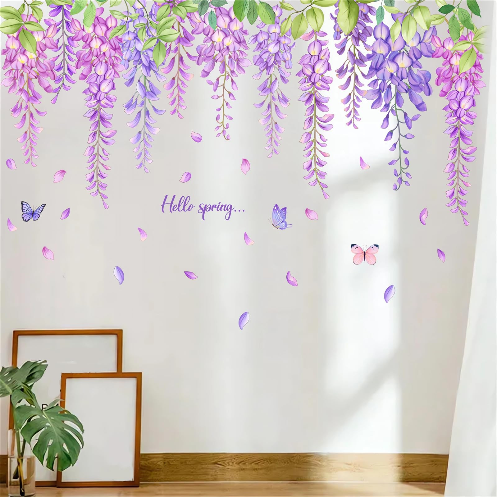 Purple Hanging Vine Butterfly Wall Stickers, sacinora Floral Art a