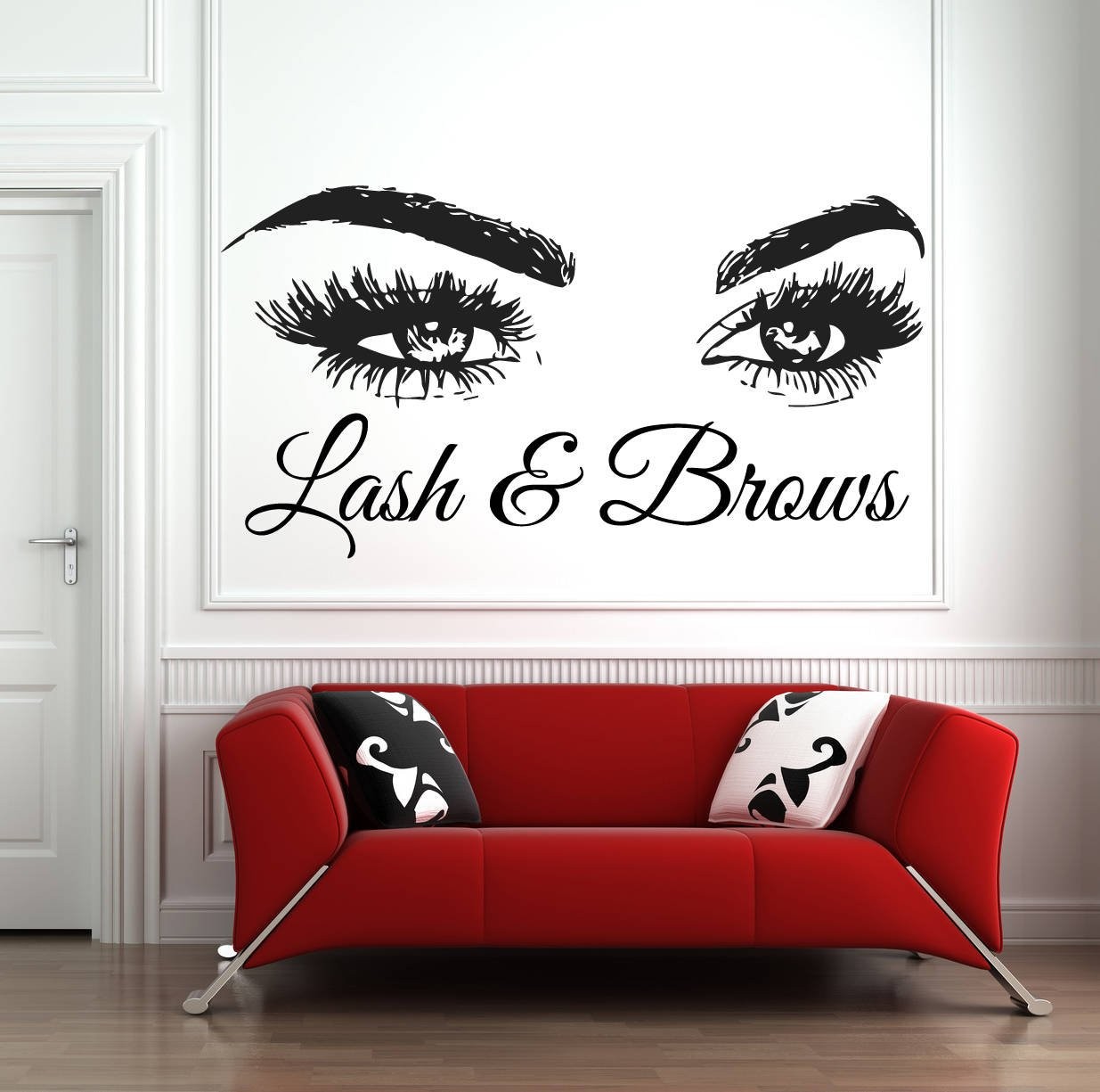 Lash & Brows Large Eyes Quote Wall Decals Fashion Creative Vinyl Eyelashes Be…