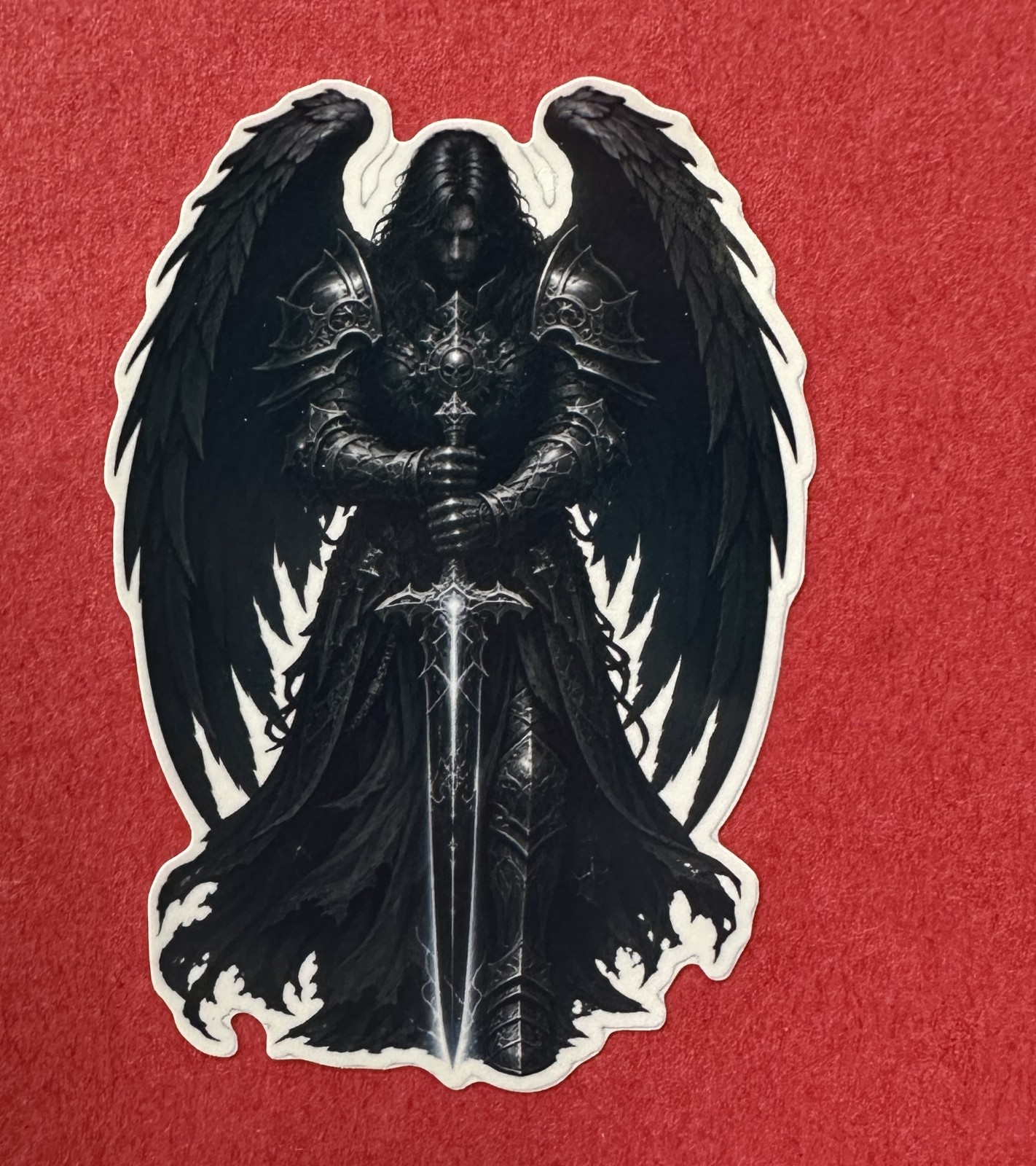 3 inch Dark Angel Warrior Sticker Gothic Black Wings Fantasy Knight Vinyl Decal