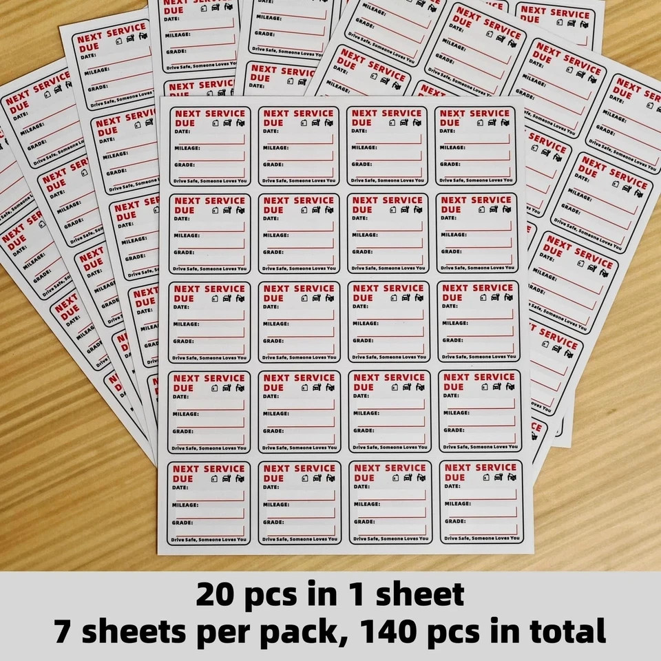 140 PCS Oil Change Stickers Static Cling, 2×2 Inches Clear
