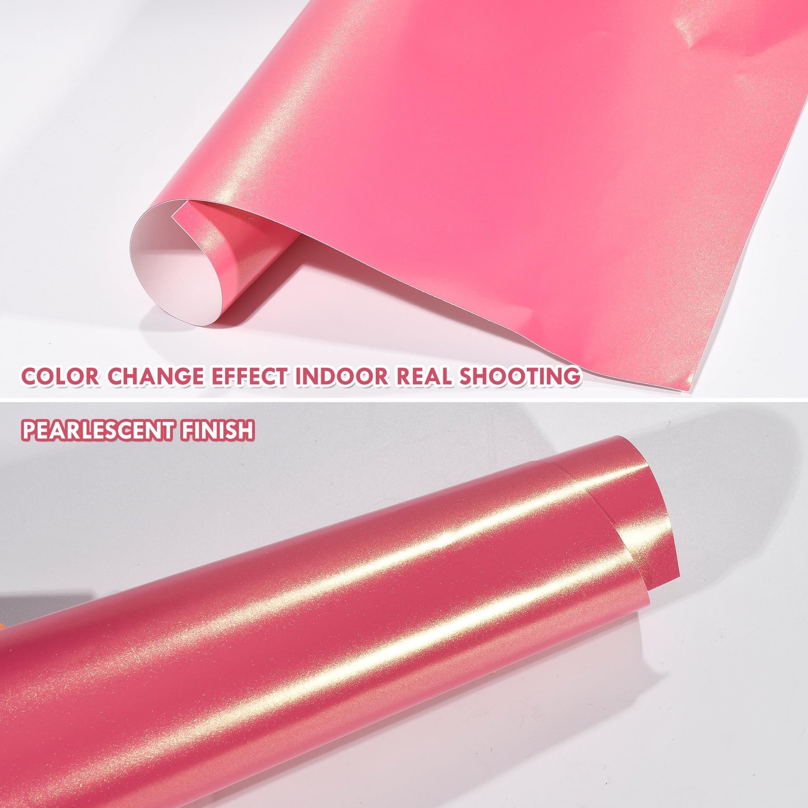 AuMoHall Bright Pink Charming Diamond Gold Metallic Chameleon Vinyl Wrap
