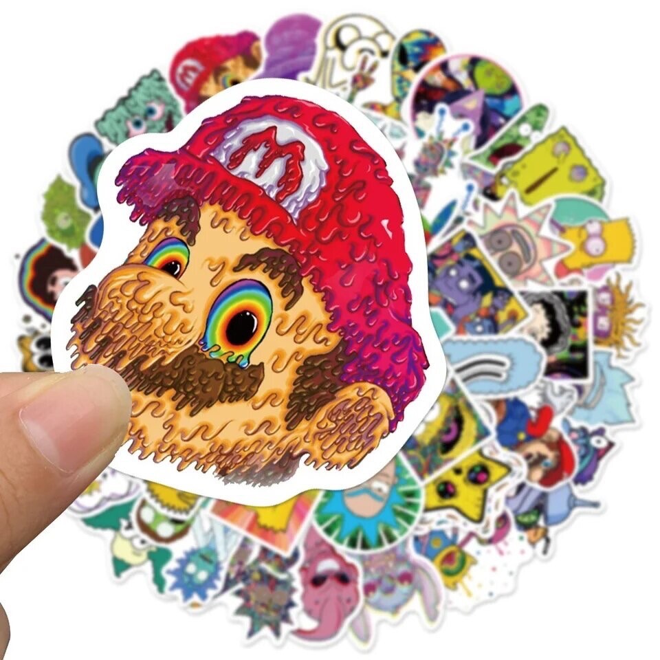 Trippy Psychedelic 50pk Stickers Mix Drippy Trippy Random Stickers Funny