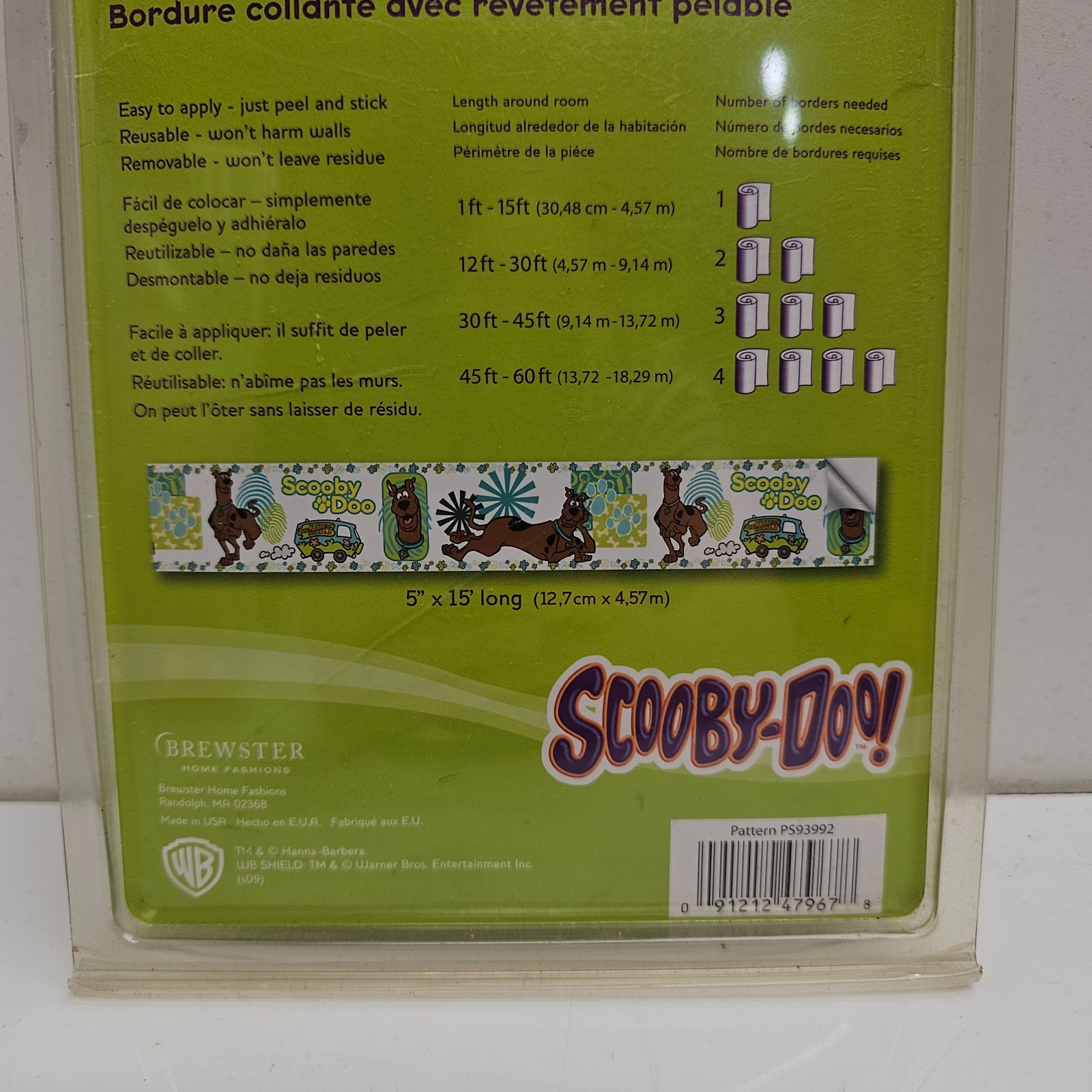 Brewster Scooby-Doo Peel & Stick Border PS93992 5×15 Wall Decor