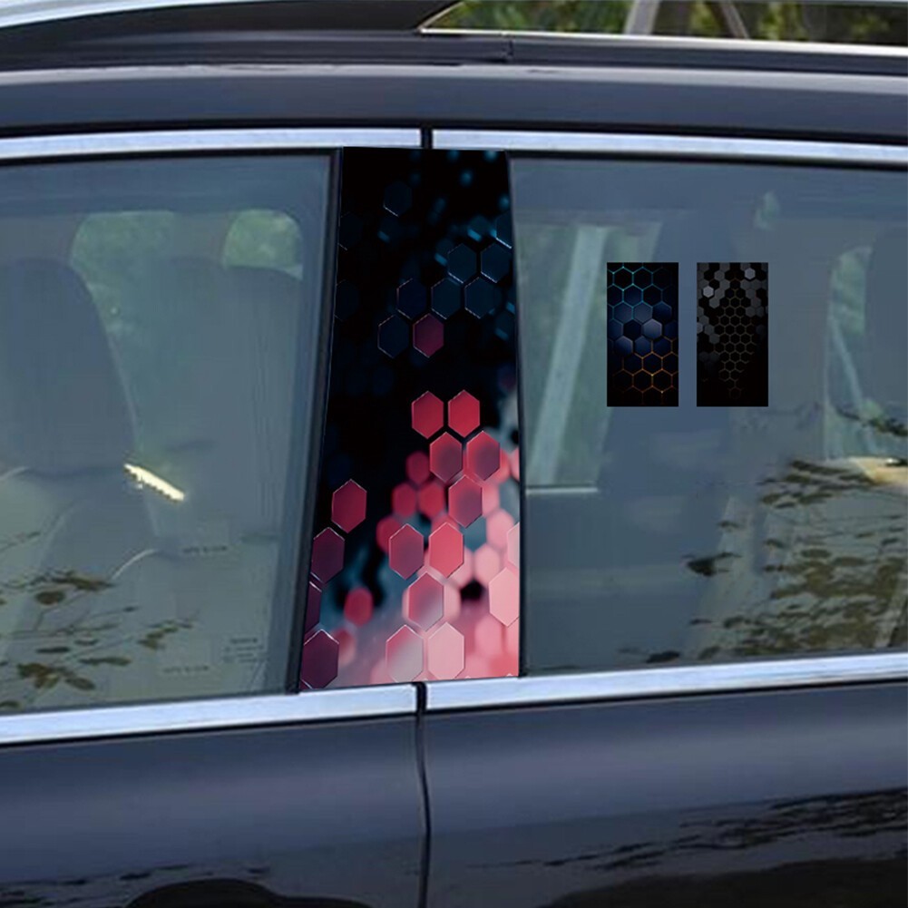 2Pcs Vinyl Car Stickers Waterproof Sun Protection Scratch Cover B-Pillar Sticker