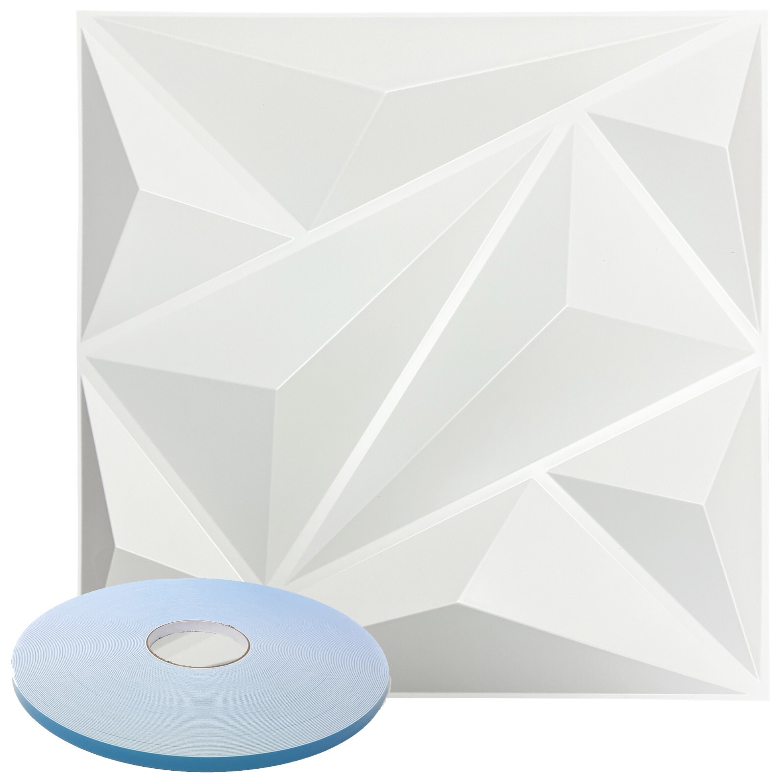 Star Textured Premium PVC 3d Wall Tile Panel 19.7" x 19.7" Pack of 12 White