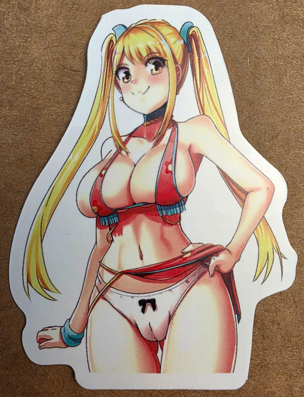 Waifu Sticker Girl Idol Queen Bikini Princess Beach Red Anime Manga Pin Up Pinup