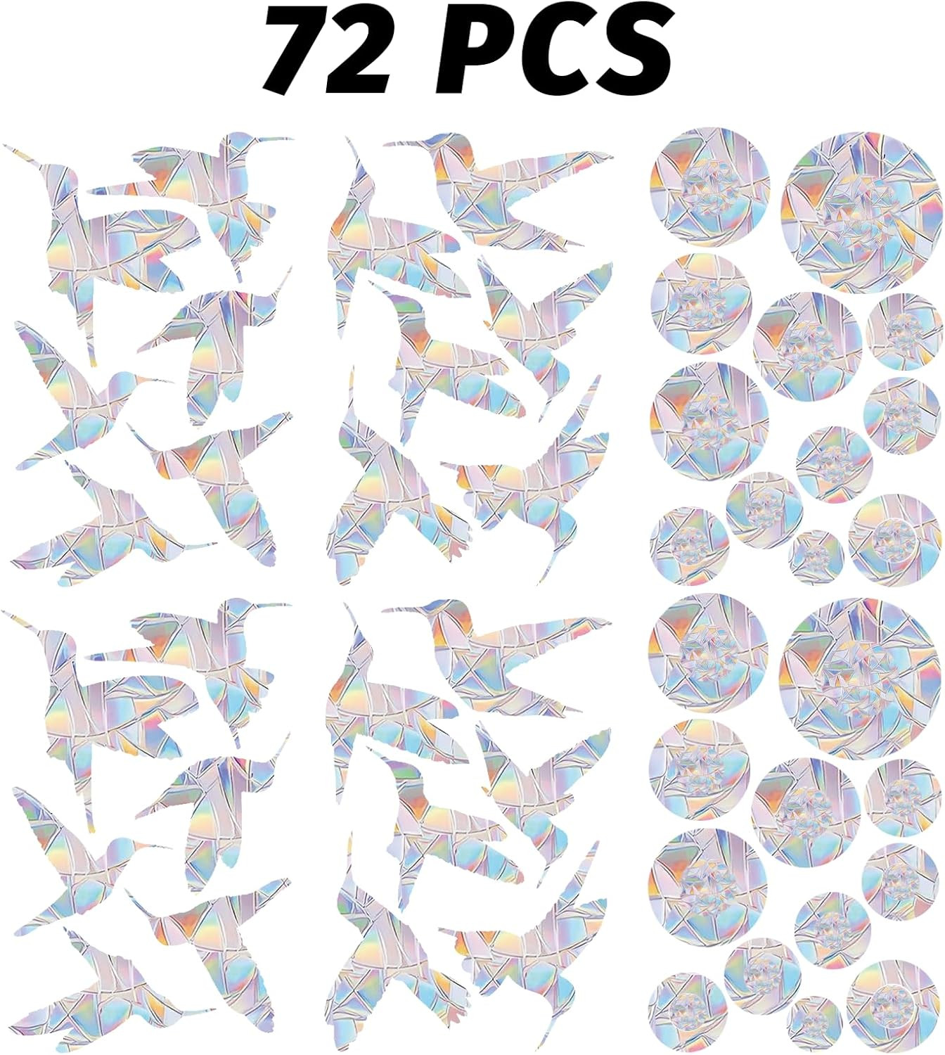 72 Pcs Window Decals to Prevent Bird Strikes – Anti-Collision Window Stickers fo