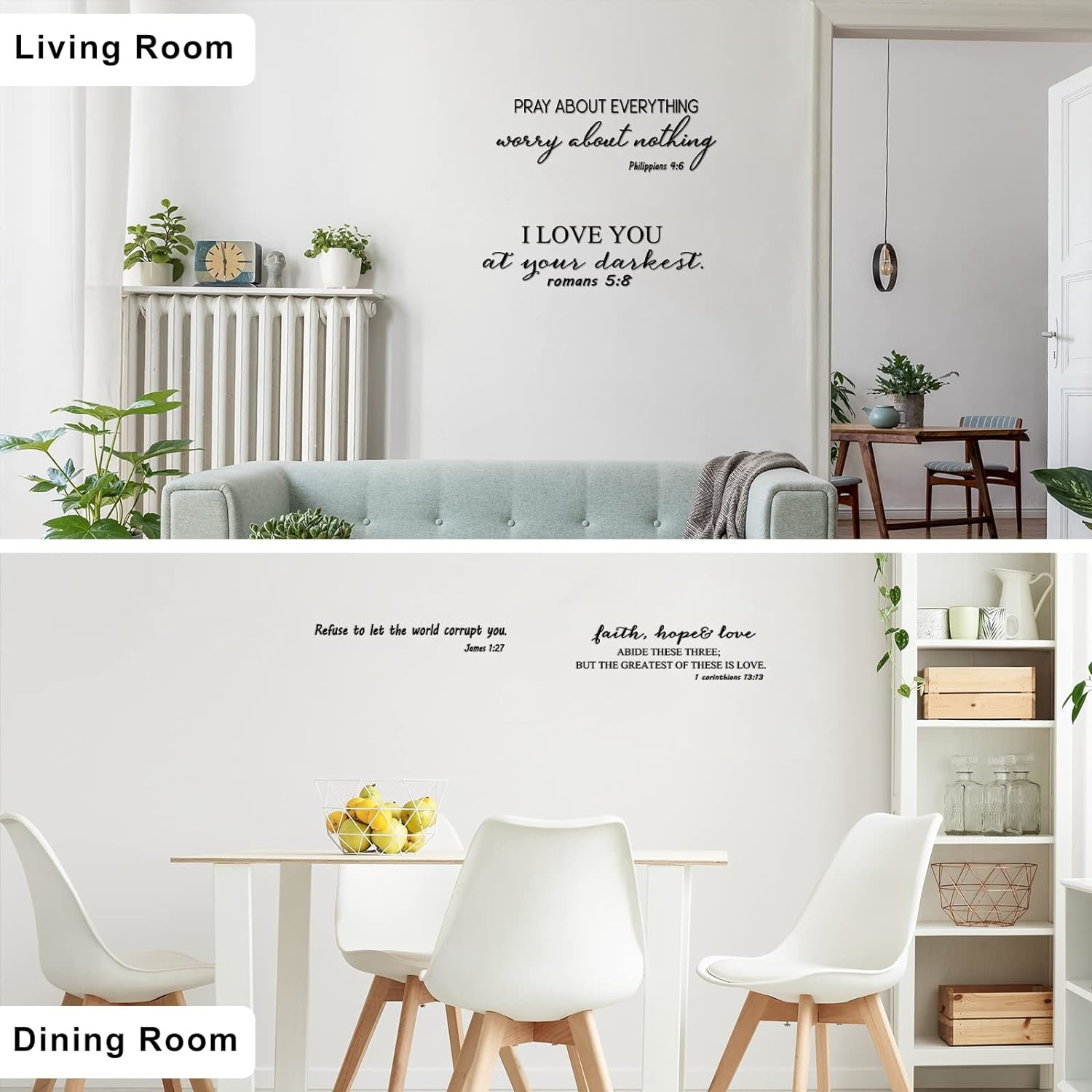 12 Styles Inspirational Wall Decals Peel and Stick Vinyl Bible Verse Wall Decals