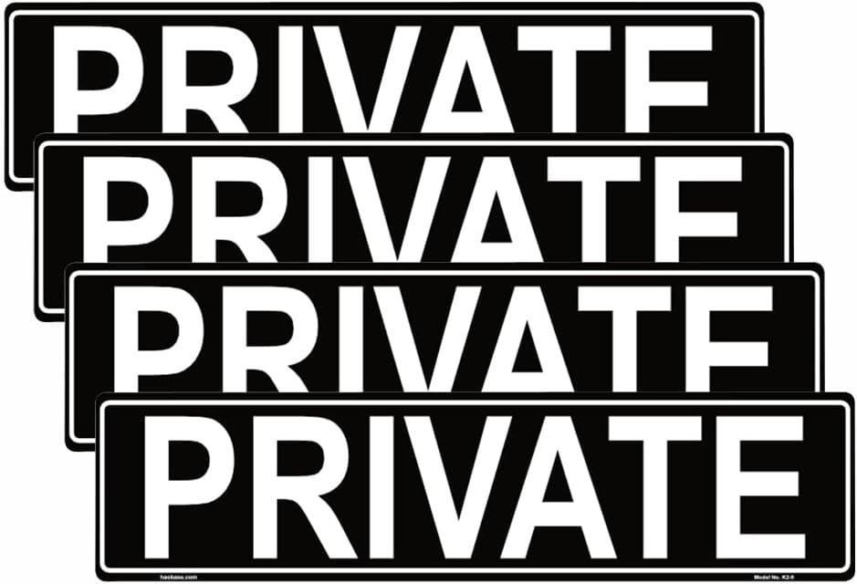 4 Pcs Private Sign Sticker Self Adhesive Vinyl Sticker20 cm x 5 cm