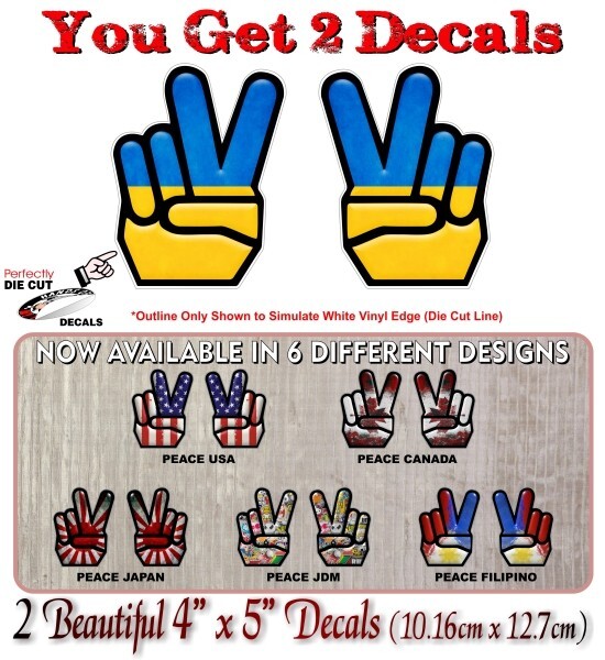 2 Peace UKRAINE 5" Vinyl Decals Support Solidarity for Ukrainian Flag Stickers