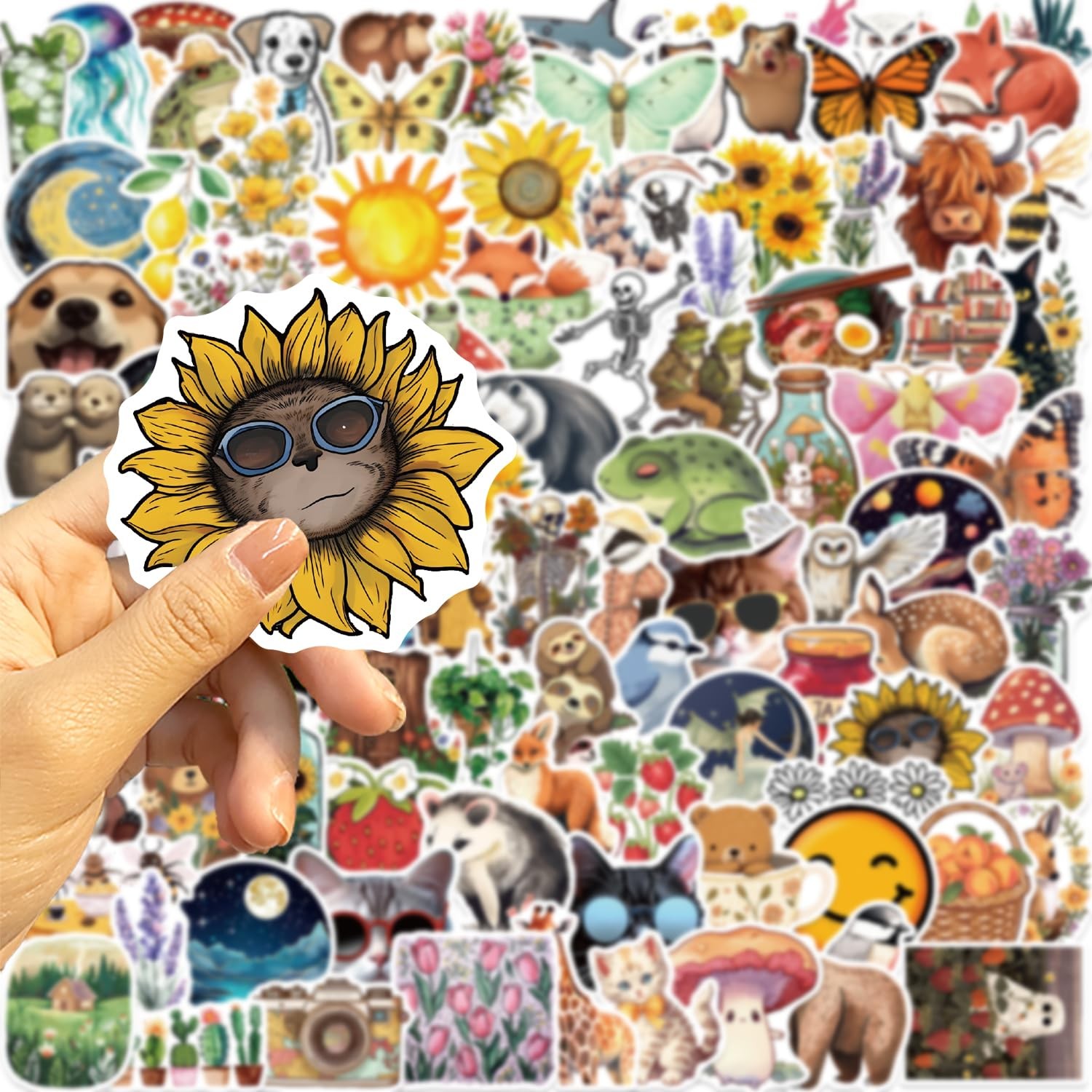100Pcs Nature Stickers, Forest Woodland Jungle Aesthetic Multicolor