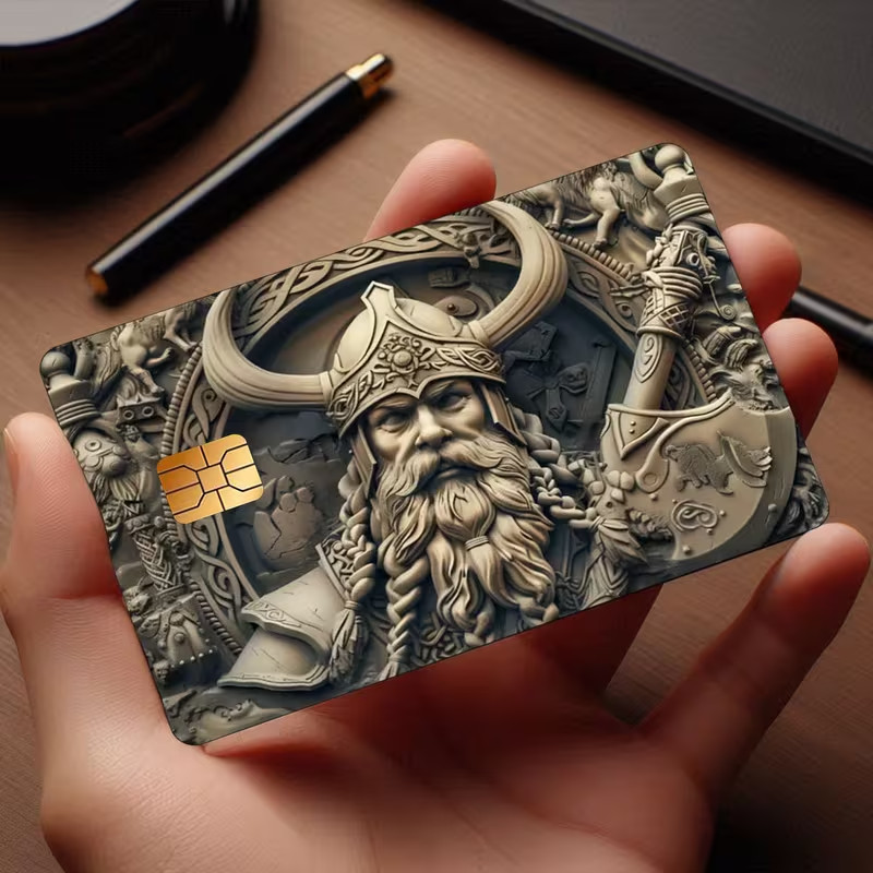 Viking Warrior Credit Card Skin Sticker | Norse Mythology Mystic Card Cover
