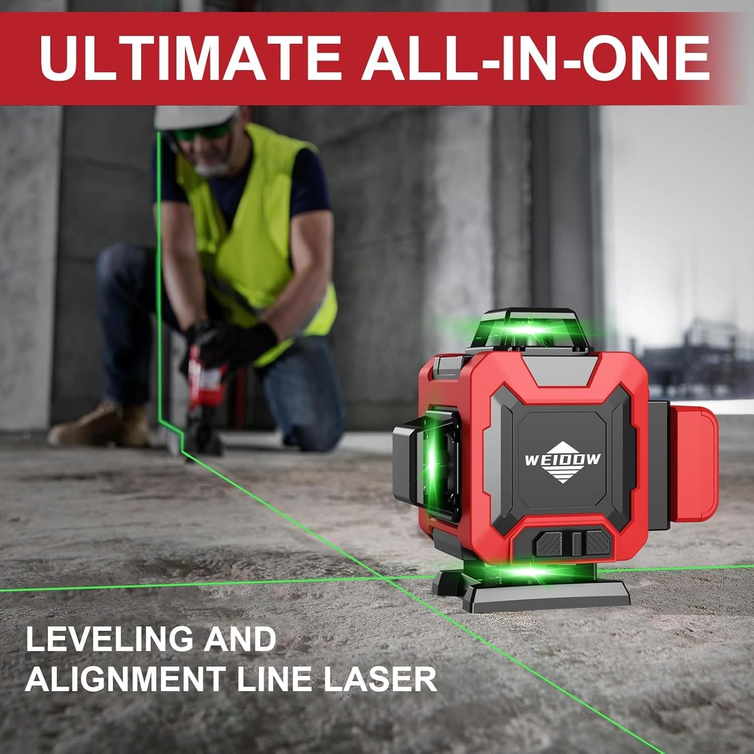 Laser Level 360 Self Leveling with Tripod,WEIDDW 4D Lazer Level,4×360° Cross Lin