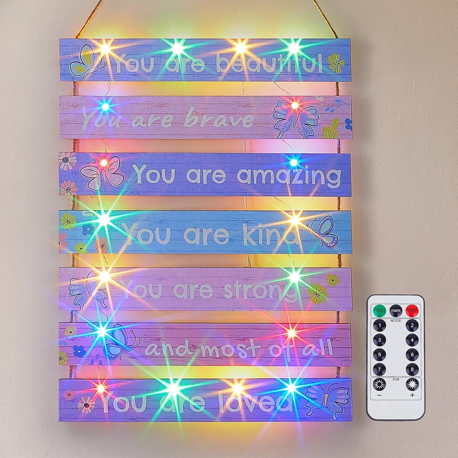 Girls Room Decor LED Light Wall Art for Kids Bedroom Inspirational Butterfly
