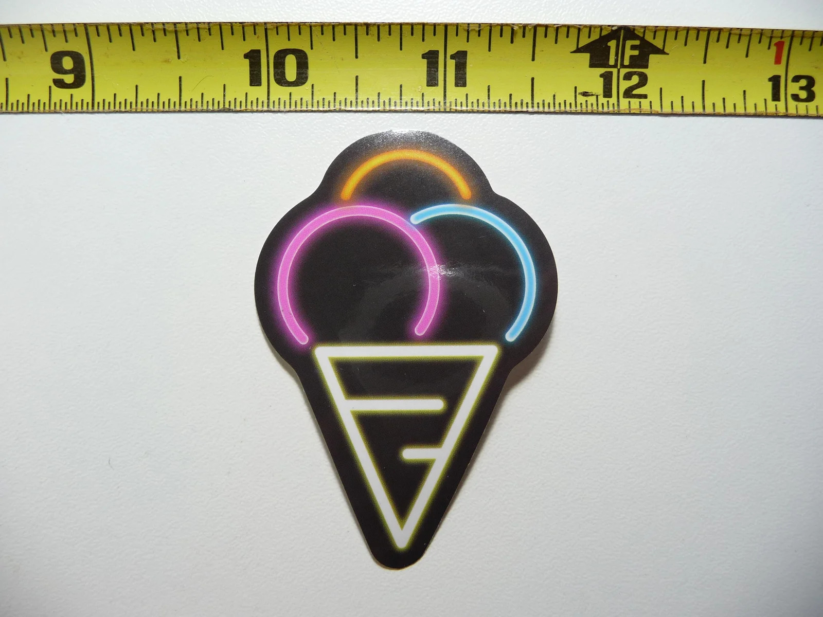 NEON SMALL STICKER DECAL ICE CREAM SNOW CONE TRIPLE SCOOP FUNNY DECORATION
