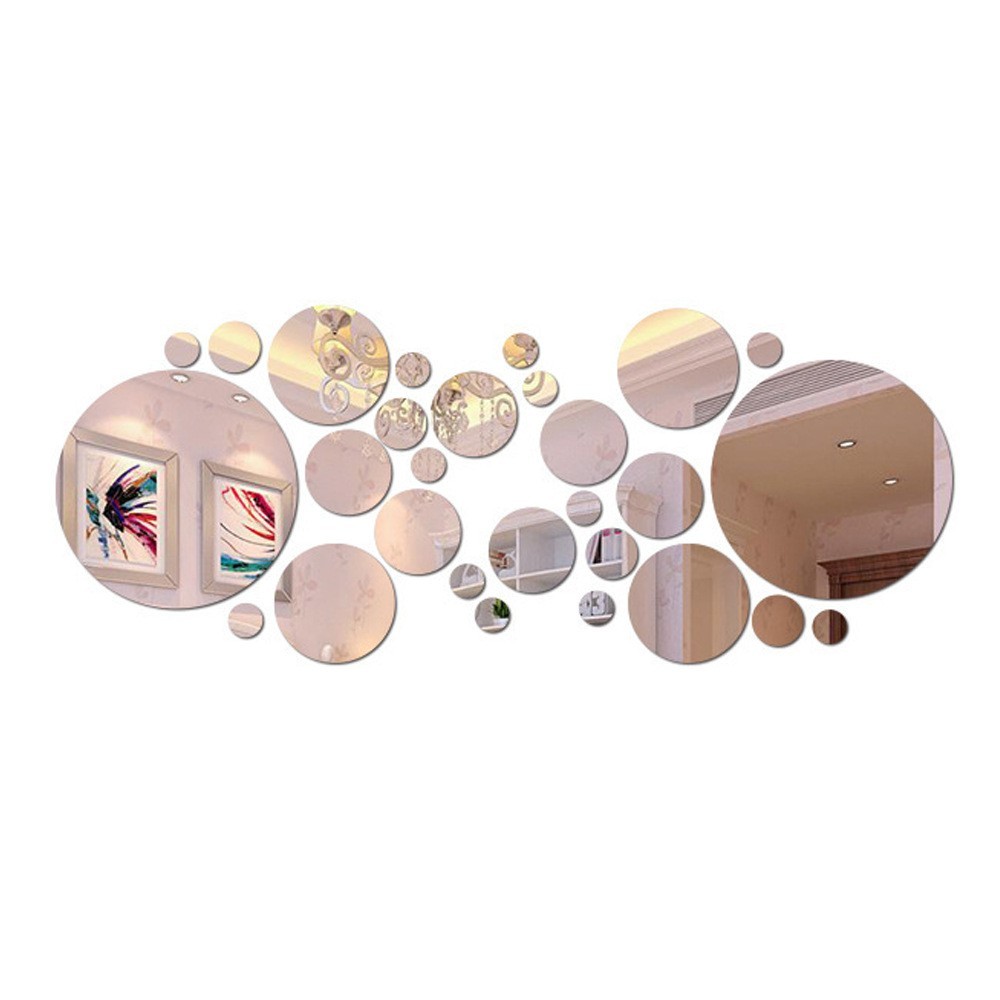 3D Acrylic Mirror Circle Wall Stickers Big & Small Round Home Decoration