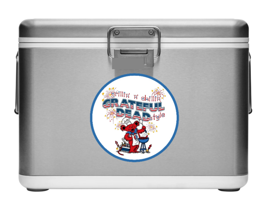 BBQ – Grillin Chillin Grateful Dead Style – 4" Vinyl Decal Window Cooler Laptop