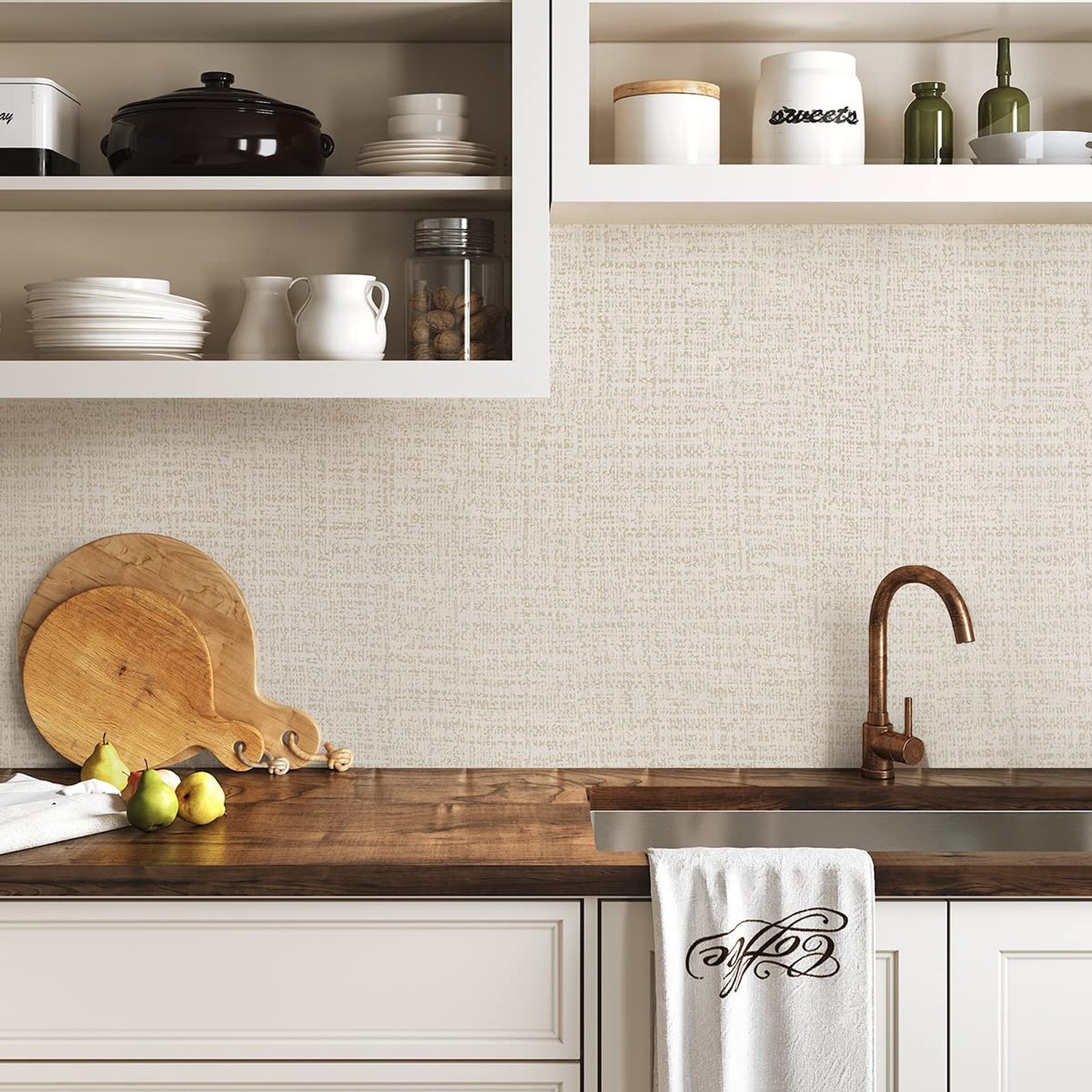 Beige Wallpaper Grasscloth Peel and Stick Wallpaper Contact Paper for Walls 1…
