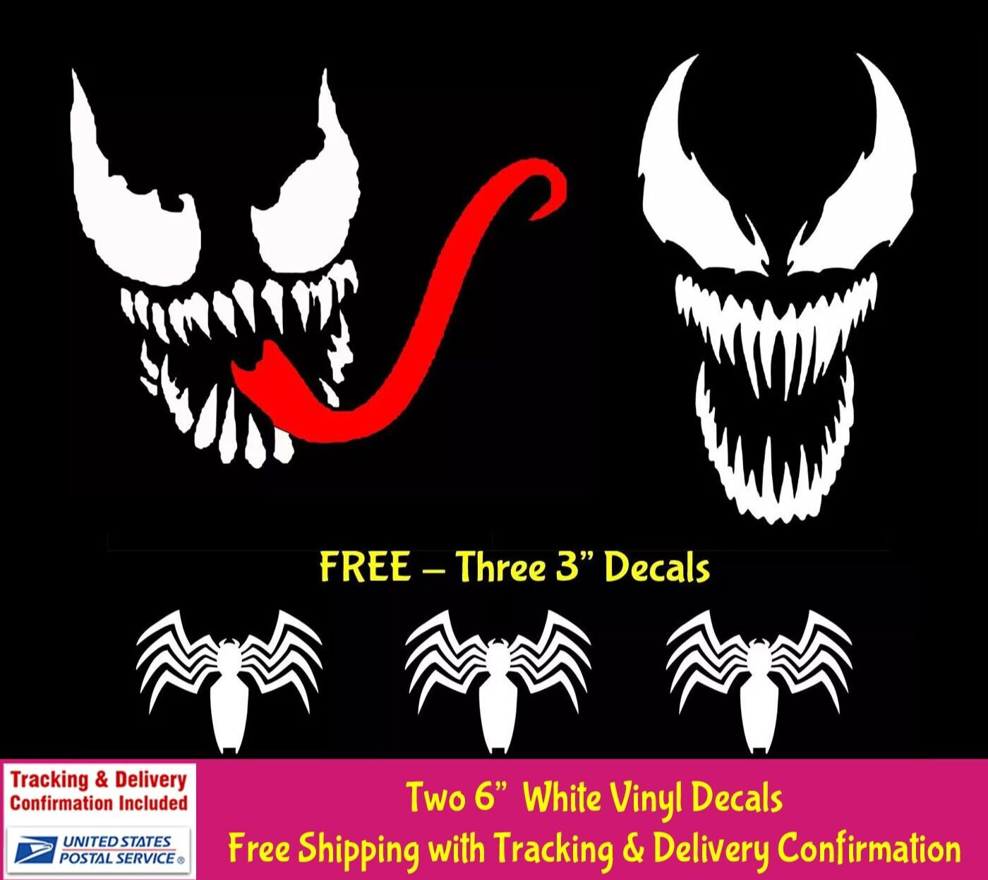 Venom – 2 PACK 6" White Vinyl decal sticker for car, truck, wall, laptop