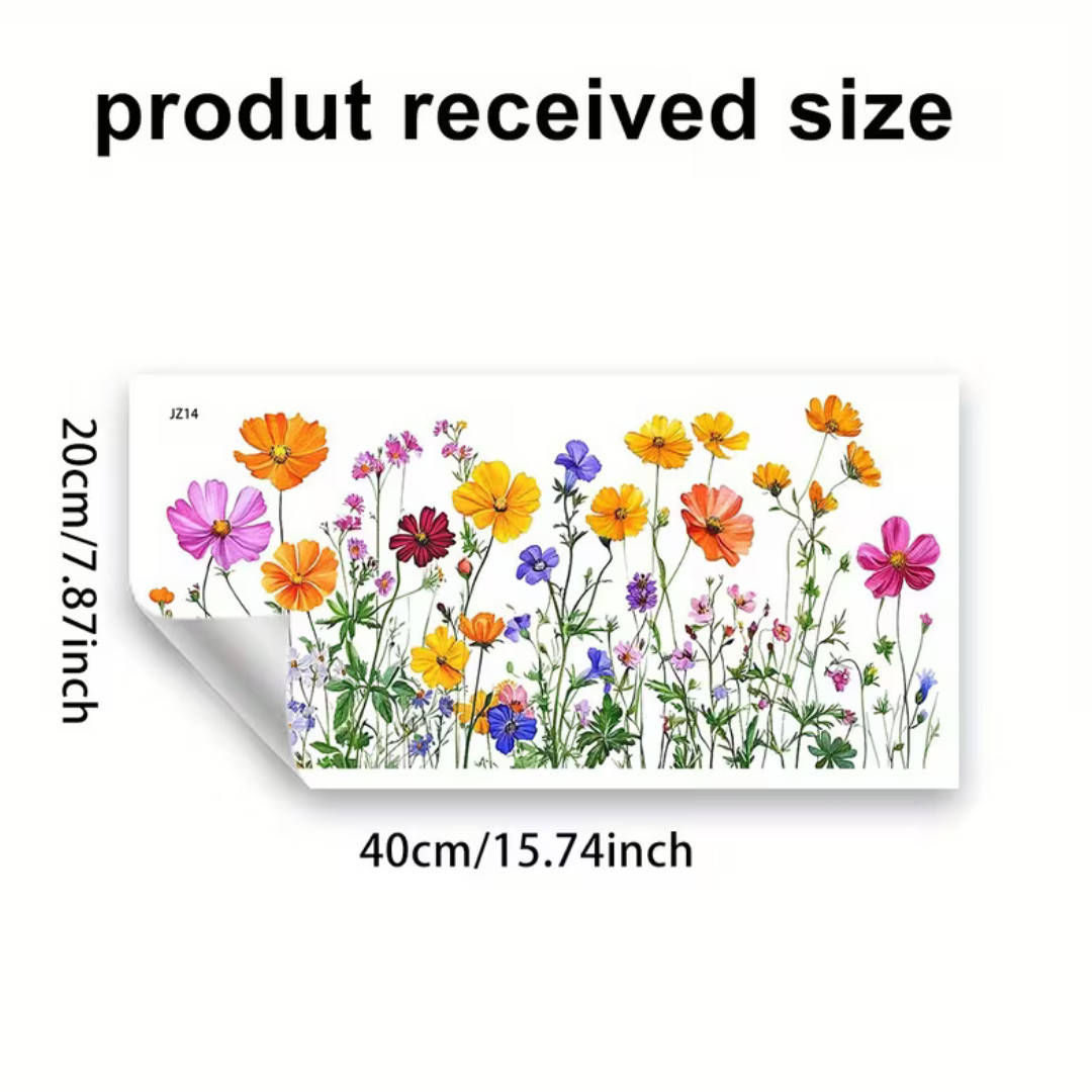 Reusable PVC Static Cling Window Stickers Floral Glass Door Wall Decals Removabl