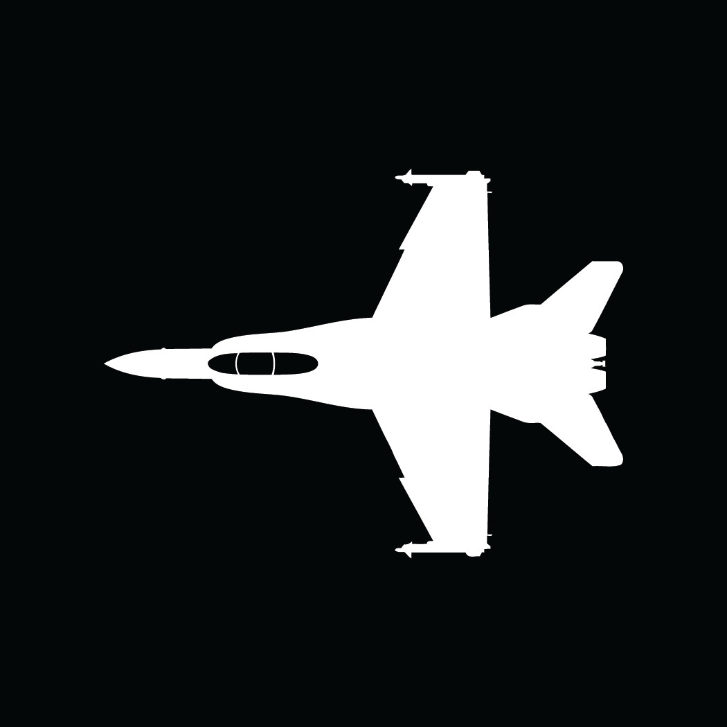 Military F-18 Top View Die Cut Decal Available in Multiple Colors Made in USA