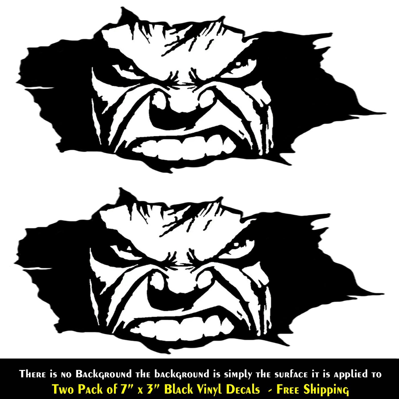 Hulk Peeking Two 7" Black Vinyl Decals Car Truck Laptop Tablet Bumper Trunk Door
