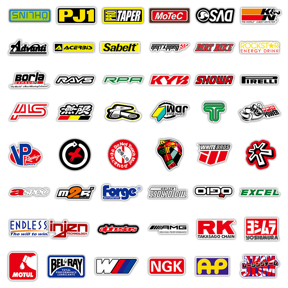 100Pcs JDM Car and Motorcycle Trend Modification LOGO Sticker for Kids Teens