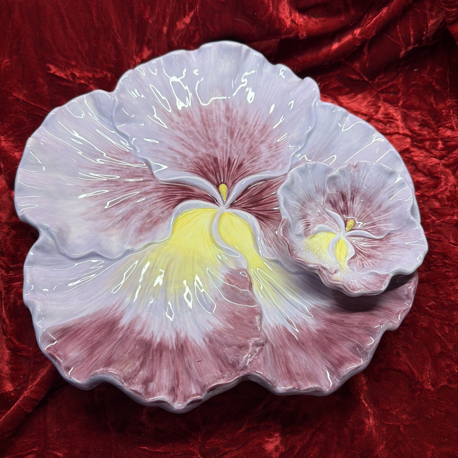 Corner Ruby Garden Collection 11.5 Purple Yellow Flower Chip/dip – Gorgeous! New