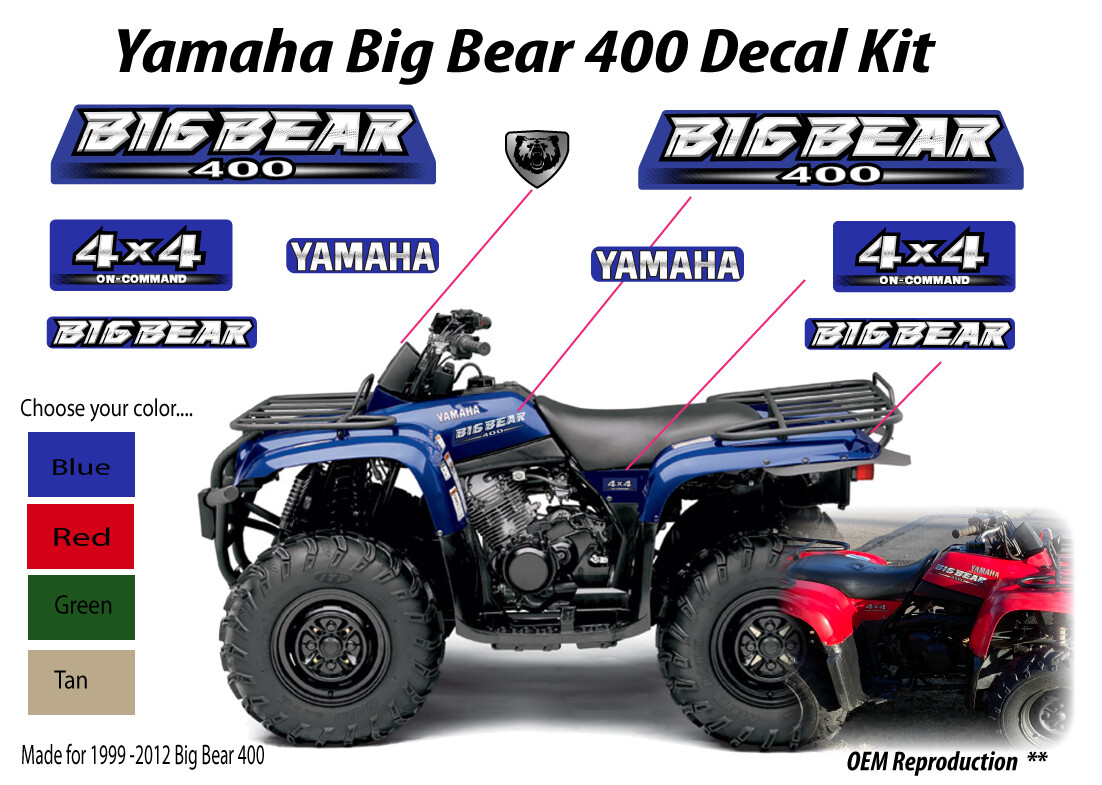 Yamaha Big Bear 400 OEM On Command Decal Emblem Sticker Graphic Set Kit NOS 4×4