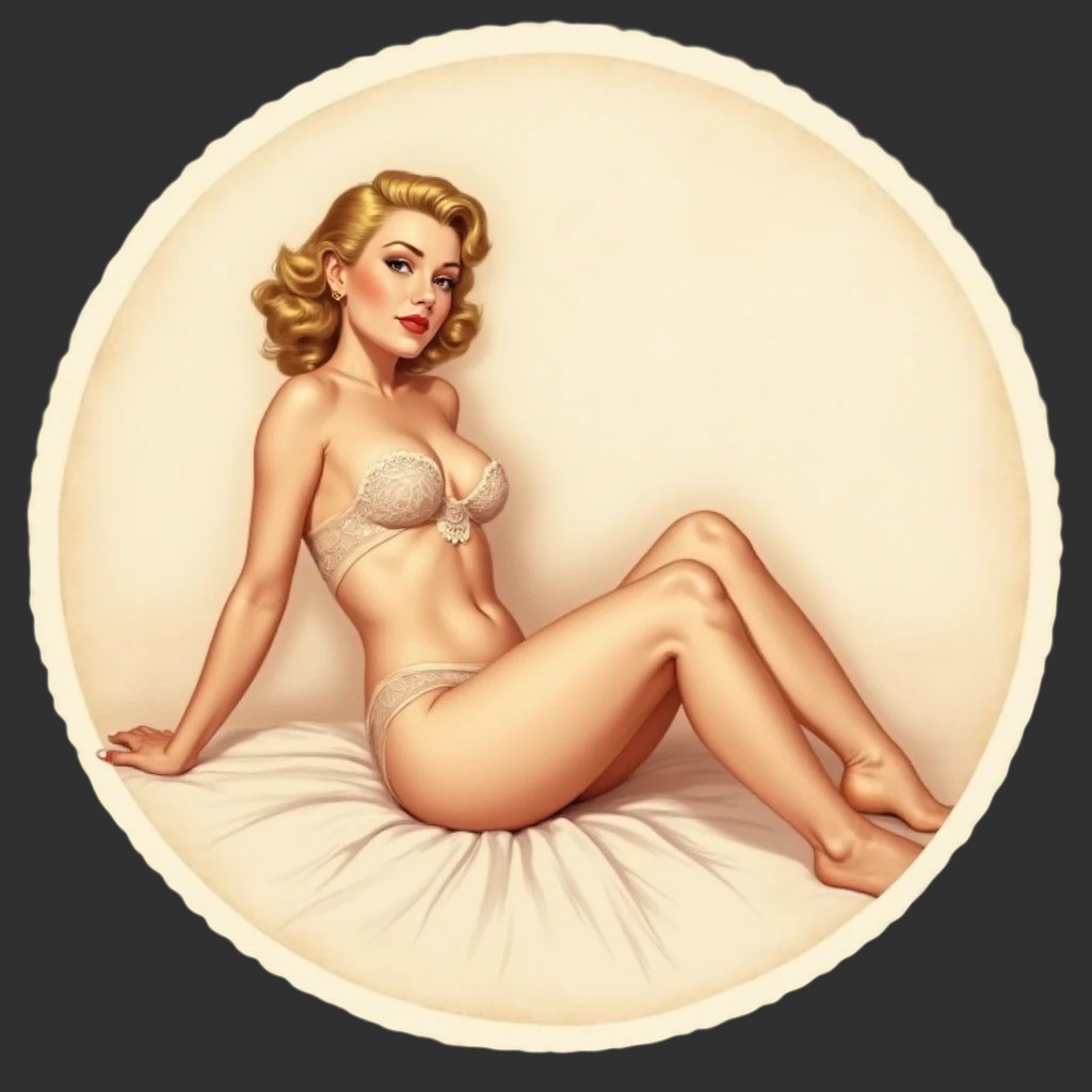 Pinup Girl sticker vinyl decal blonde lingerie curvy sultry reclining pose 7"
